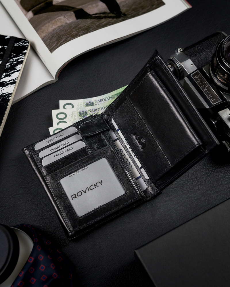 Гаманець чоловічий Rovicky 1552-03-BOR-1355 Black-Black Гаманець чоловічий Rovicky 1552-03-BOR-1355 Black-Black